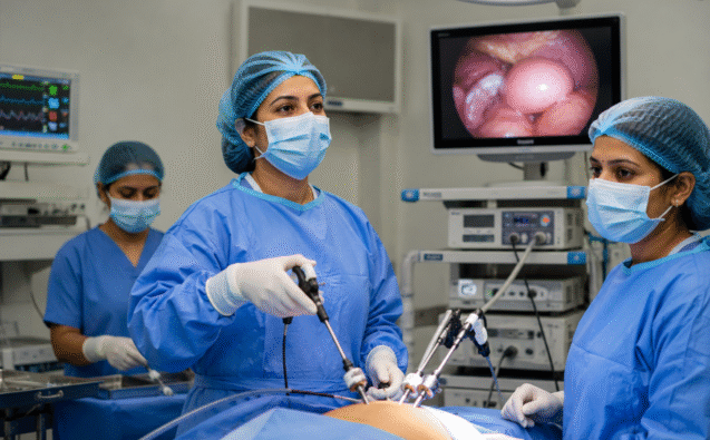 Laparoscopic fibroid removal surgery performed by a specialist medical team